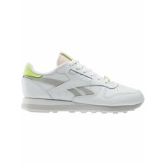 Кроссовки Reebok Classic Leather, полнота F (EU)/ на среднюю стопу, размер 6 US, белый/серый/желтый