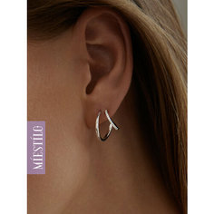 Серьги конго MIESTILO, серебро, 925 проба, родирование, фианит, , серебристый, белый