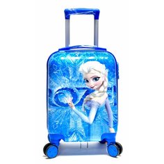 Чемодан , ручная кладь, 30х44х21 см, голубой с принтом Frozen Нет бренда