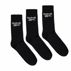 Носки Reebok Active Core Crew Unisex Socks 3 Pairs, комплект, 3 пары, размер 43/45, черный
