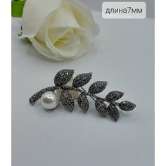 Брошь Fashion jewelry, искусственный камень, серебристый/белый