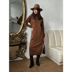 Платье MATRESHKA_LOVE Теплое трикотажное женское платье MATRESHKA_LOVE, размер one size, коричневый