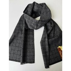 Шарф для мужчин и женщин,180х31 см, черный, серый Турция