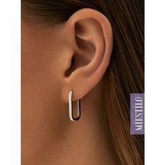 Серьги конго MIESTILO, серебро, 925 проба, родирование, фианит, , серый, белый, серебристый