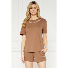 Футболка спортивная EA7 EMPORIO ARMANI regular fit, размер XXS, коричневый