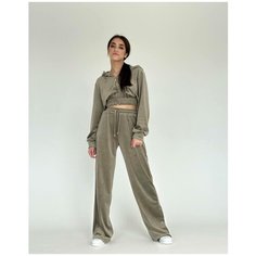 Костюм спортивный MATRESHKA_LOVE Комплект спортивный велюровый MATRESHKA_LOVE, плюшевый костюм, теплый мягкий, размер S, хаки