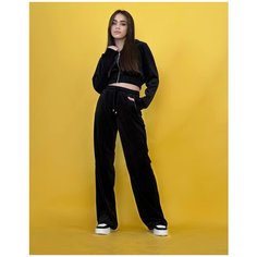 Костюм спортивный MATRESHKA_LOVE Комплект спортивный велюровый MATRESHKA_LOVE, плюшевый костюм, теплый мягкий, размер M, черный