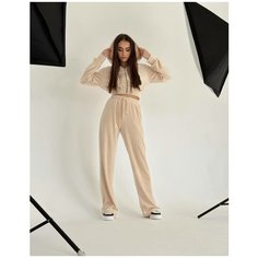 Костюм спортивный MATRESHKA_LOVE Комплект спортивный велюровый MATRESHKA_LOVE, плюшевый костюм, теплый мягкий, размер M, молочный