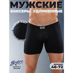 Трусы SeNso Трусы мужские хлопок Senso боксеры удлиненные - набор 3 шт., комплект из 3 шт., размер 58-60, черный/черный/черный