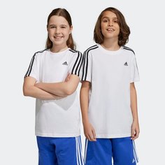 Футболка adidas Essentials 3-stripes, размер 128, white/black