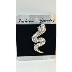 Брошь Fashion jewelry, искусственный камень, 1 шт., серебристый/белый