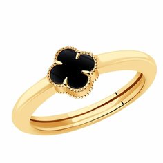 Кольцо Diamant online, красное золото, 585 проба, оникс, размер 17.5, черный