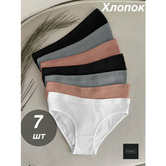 Трусы VIKKI., комплект из 7 шт., размер 50-52, черный, белый, серый, коричневый
