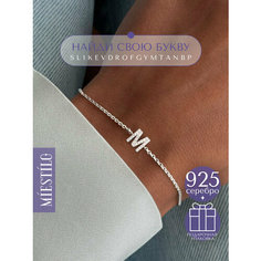 Браслет MIESTILO, серебро, 925 проба, родирование, фианит, длина 19 см., серебристый