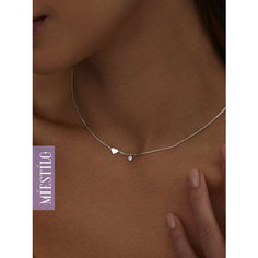 Колье MIESTILO, серебро, 925 проба, родирование, фианит, длина 45 см., серебристый