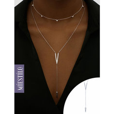 Колье MIESTILO, серебро, 925 проба, родирование, фианит, длина 43 см., серебристый