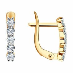 Серьги Diamant, красное золото, 585 проба, фианит, размер 13 мм, , бесцветный