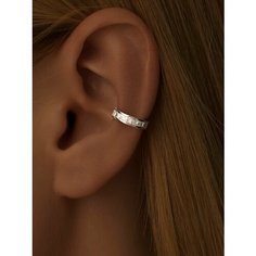Серьги каффы MIESTILO, серебро, 925 проба, родирование, фианит, размер 7 мм, , белый