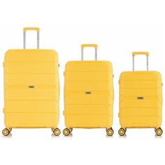 Чемодан-самокат Lcase Singapore, 3 шт., 124 л, размер S/M/L, желтый
