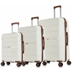 Чемодан-самокат Lcase Singapore, 3 шт., 124 л, размер S/M/L, белый