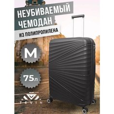 Чемодан TEVIN, 75 л, размер M, темно-серый
