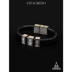 Браслет VitaCredo, серебро, 925 проба, чернение, золочение, длина 19 см., черный