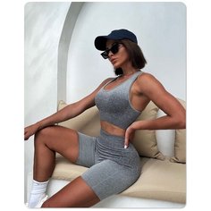 Костюм спортивный костюм с шортами, размер S, серый ТаккеТ