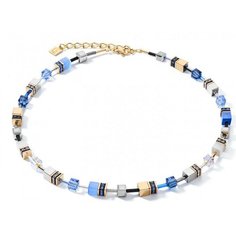 Колье Coeur de Lion, горный хрусталь, тигровый глаз, Swarovski Zirconia, кристаллы Swarovski, гематит, длина 42 см, голубой
