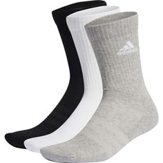 Носки adidas Cushioned Crew Sportswear, комплект, 3 пары, размер L INT, белый/серый/черный