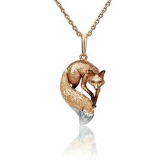 Подвеска PLATINA, красное золото, 585 проба, эмаль, красный