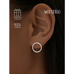 Серьги пусеты MIESTILO, серебро, 925 проба, родирование, размер 11 мм, длина 1.4 см, , серебристый