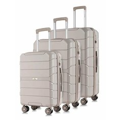 Чемодан-самокат Lcase Singapore, 3 шт., 124 л, размер S/M/L, серый