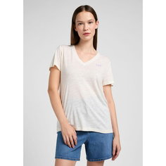 Футболка Lee Women V Neck Tee, размер M, бежевый