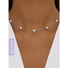 Колье MIESTILO, серебро, 925 проба, родирование, фианит, длина 45 см., серебристый