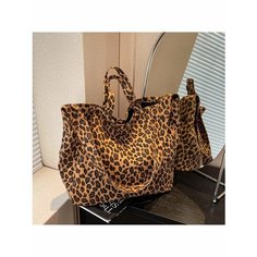 Сумка шоппер , леопардовый Без бренда