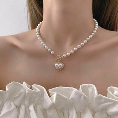 Колье LERO, длина 40 см, белый, золотой