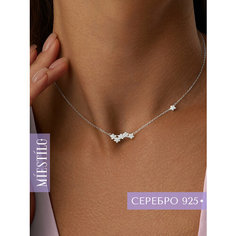 Колье MIESTILO, серебро, 925 проба, родирование, фианит, длина 40 см., серый, белый, серебристый
