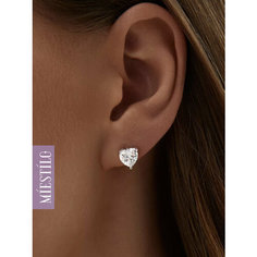Серьги пусеты MIESTILO, серебро, 925 проба, родирование, фианит, размер 8 мм, , серебристый