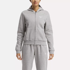 Толстовка Reebok Identity Small Logo Fleece Full-Zip Hoodie, размер XS, , medium grey heather/white