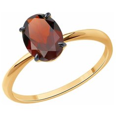 Кольцо Diamant, красное золото, 585 проба, гранат, размер 18, красный