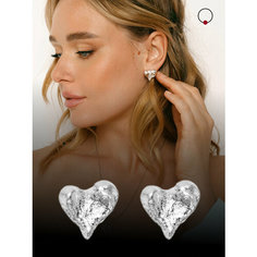 Серьги пусеты Kalinka modern story, размер 18 мм, серебристый