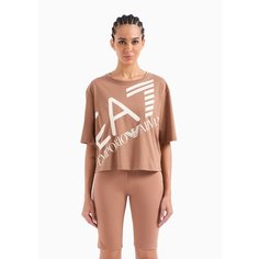 Футболка спортивная EA7 EMPORIO ARMANI Logo Series, размер XS, коричневый/белый