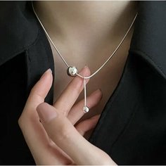 Колье, длина 50 см, серебристый Reniva