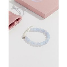 Браслет QUARZ, агат, 1 шт., размер 18 см, размер one size, голубой, серебристый