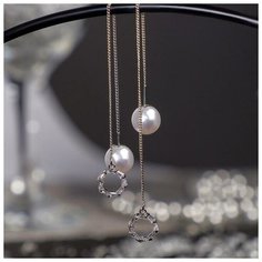 Серьги цепочки Queen Fair, пластик, стекло, размер 125 мм, белый