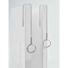 Серьги двусторонние, цепочки Krastsvetmet, серебро, 925 проба, родирование, длина 12 см, , серебристый