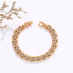 Браслет XUPING JEWELRY, циркон, размер 17 см, розовое золото