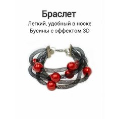 Браслет Divetro, пластик, размер 17 см, красный/черный
