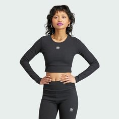 Лонгслив спортивный adidas Originals Essentials rib long sleeve tee, размер XXS INT, , черный