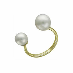 Кольцо Эстет, желтое золото, 585 проба, жемчуг, размер 16.5, золотой